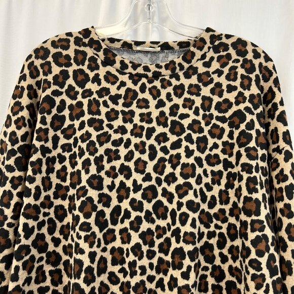 Dee Elly Women’s Long Sleeve Leopard Print Pullover Sweater Crew Neck S - Picture 2 of 9